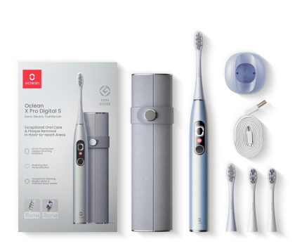Szczoteczka soniczna Oclean X Pro Digital srebrny + Etui + 2 dodatkowe końcówki